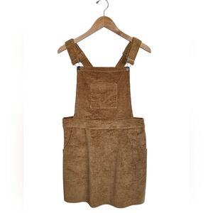 Umgee Ribbed Corduroy  Overall Jumper Dress in Camel Size M